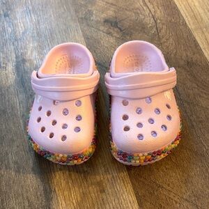 CROCS Kids Pink Water Shoes with Multicolor Sole